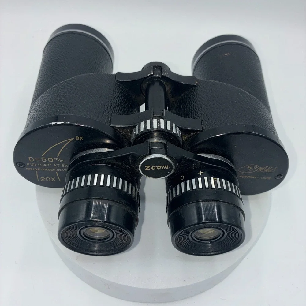 Vintage Selsi Zoom Binoculars 8-20x50mm Deluxe Golden Coated w/ Case